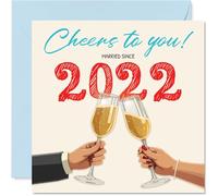 3rd Anniversary Card for Women Men - Cheers! Married Since 2022 - Happy 3 Year Anniversary Card for Boyfriend Wife Partner Husband, 145mm Wedding Anniversaries Greeting Cards