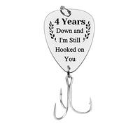 4th Anniversary Fishing Lure Gifts for Boyfriend Husband Fiance 4 Years Down and I'm Still Hooked On You 4 Year Wedding Anniversary Present for Him Christmas Birthday Valentines Gifts