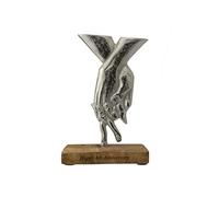 4th Anniversary Holding Hands Decoration - Free Standing Rustic Metal & Wooden Decoration (hsshands04)