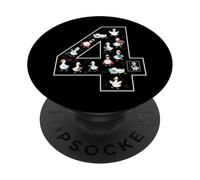 4th Birthday 4 Year Old Silly Goose Girls Animal PopSockets Adhesive PopGrip