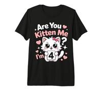 4Th Birthday are You Kitten Me I'm 4 Cute Cat Party Kitty Premium T-Shirt