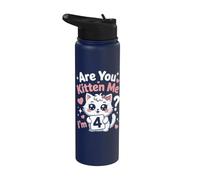 4Th Birthday are You Kitten Me I'm 4 Cute Cat Party Kitty Stainless Steel Insulated Water Bottle