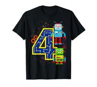 4th Birthday Boy 4 Year Old Little Robot Robotics Engineer T-Shirt