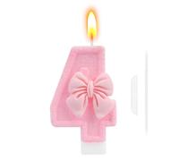 4th Birthday Cake Topper, Pink Butterfly Happy Birthday Candle, Number 4 Candles, Glittering Cake Toppers Candles for Girls Theme Party Family Gathering Decorations(Number 4)