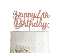 4th Birthday Cake Topper, Rose Gold Glitter Cheers To 4 Years Party Decoration, Supply