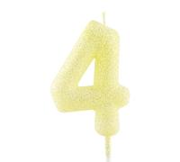 4th Birthday Candle Gold Yellow Glitter Number 4 Candles Luminous Cake Topper Decorations Happy Birthday Candle for Girls Boy Women Anniversary Celebrations Party Supplies