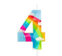 4th Birthday Candle Rainbow Cloud 3D Designed Number 4 Candles Cake Topper Decorations Happy Birthday Candle for Girls Boy Women Anniversary Celebrations Party Supplies