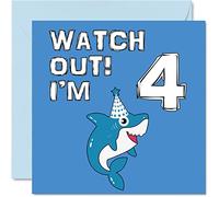 4th Birthday Card Boy, Shark Watch Out
