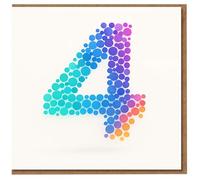 4th Birthday Card - Colourful Dots Number 4 Design - Rainbow Spots on White - Fun Kids Birthday Card for Boys or Girls