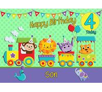 4th Birthday Card for Son (Train Green)