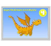 4th Birthday Cards for Boys - 4 Year Old Little Boy - Age Four - Quality (Great Nephew 4th Birthday Card - Cute Dragon)