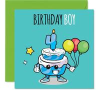 4th Birthday Cards for Boys - Birthday Cake Boy Balloons - Happy Birthday Card for 4 Year Old Boy Great Nephew Step Son Godson Brother, 145mm Bday Greeting Cards