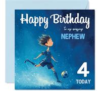 4th Birthday Cards for Boys - Football Boy - Happy Birthday Card for 3 Year Old Boy Nephew, 145mm Bday Greeting Cards