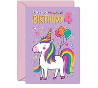 4th Birthday Cards for Boys Girls - Magical Birthday - Happy Birthday Card for 4 Year Old Boy Girl Niece Son Brother Granddaughter, A5 Bday Greeting Cards