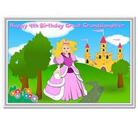 4th Birthday Cards for Girls - 4 Year Old Little Girl - Age Four (Great Granddaughter 4th Birthday Card - Princess)