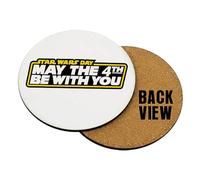 4th Birthday Coaster, May The 4th Be with You, Coffee, Tea, Drink Coaster (Round Ceramic Coaster)