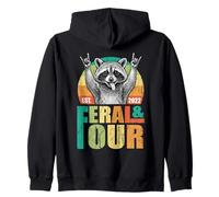 4th Birthday Feral Four 4 Year Old Funny Raccoon Trash Panda Zip Hoodie
