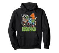 4th Birthday Four Ever Wild 4 Years Old Monster Truck Racing Pullover Hoodie