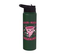 4th Birthday Fournado 4 Pink Tornado Themed Party Warning Stainless Steel Insulated Water Bottle