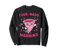 4th Birthday Fournado 4 Pink Tornado Themed Party Warning Sweatshirt