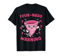 4th Birthday Fournado 4 Pink Tornado Themed Party Warning T-Shirt
