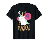 4th Birthday Girl unicorn Outfit I AM 4 AND MAGICAL T-Shirt