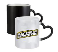 4th Birthday Mug, May The 4th Be with You, Ceramic Heart Handle Mug, Colour Changing Magic Mug.