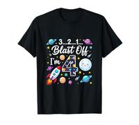 4th Birthday Outer Space 4 Year Old Blast Off Kids Boy T-Shirt
