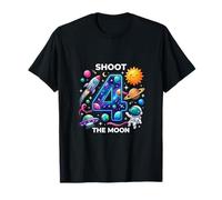 4th Birthday Outer Space 4 Year Old Kids Boy Shoot The Moon T-Shirt