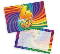 4th Birthday Party Invitations Kids - Now It's Party Time 20 Pack - Childrens Birthday Invitations for Boys/Girls A6 Bday Party Invites Invitation Cards with Folding Envelopes