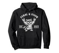 4th Birthday Raccoon Feral Four 4 Year Old Funny Trash Panda Pullover Hoodie