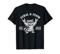 4th Birthday Raccoon Feral Four 4 Year Old Funny Trash Panda T-Shirt