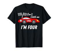 4th Birthday Race car Can't Catch Me I'm 4 Four Year Old boy T-Shirt