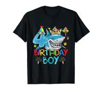4th Birthday Shark Ocean Theme Party 4 Years Old For Boy T-Shirt