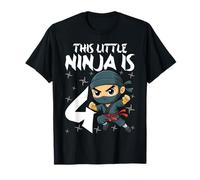 4th Birthday This Little Ninja is 4 Years Boy Girl Funny Red T-Shirt