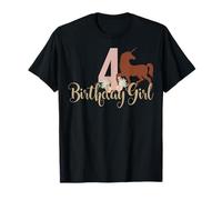4th Birthday Unicorn Boho Birthday Girl Party Floral 4 Four T-Shirt