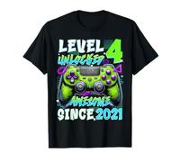 4th Birthday Video Game Level 4 Unlocked Awesome Since 2021 T-Shirt