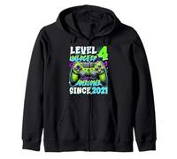 4th Birthday Video Game Level 4 Unlocked Awesome Since 2021 Zip Hoodie