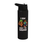 4th Birthday What The Sigma Pixel 4 Bday Gamer Boys Kids Stainless Steel Insulated Water Bottle