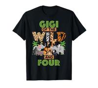 4th Birthday Zoo Safari Jungle Gigi Of The Wild and Four T-Shirt