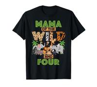 4th Birthday Zoo Safari Jungle Mama Of The Wild and Four T-Shirt