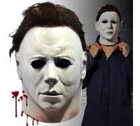 4TH Emotion Michael Myers Mask for Adult Kids, White Halloween Cosplay Costume, Scary Mask Original Michael Myers Face, Full Head Michael Myers Masks with Hair (1978)