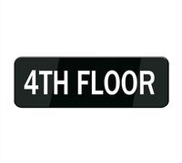 4Th Floor Sign, Signage White/Black Plastic Acrylic, 10" X 3' With Double Side Tape, Adhesive, Easy Mounting