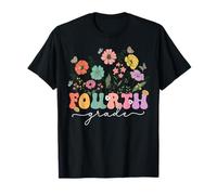 4th Fourth Grade Teacher Wildflower Back to School Floral T-Shirt