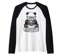 4th Grade Back to School Panda Book Reader Teacher Heart Raglan Baseball Tee