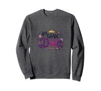 4th Grade Diva: Sparkly Crown for School Queen Sweatshirt, Adult Unisex, Dark Heather Grey, XL