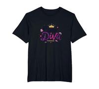 4th Grade Diva: Sparkly Crown for School Queen T-Shirt, Men's Big and Tall, Black, 6X Tall