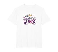 4th Grade Diva: Sparkly Crown for School Queen T-Shirt, Men's Big and Tall, White, 4X Tall