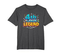 4th Grade Legend: School Superhero Achievement T-Shirt, Men's Big and Tall, Dark Heather Grey, 6X Tall