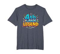 4th Grade Legend: School Superhero Achievement T-Shirt, Men's Big and Tall, Heather Blue, 6X Tall
